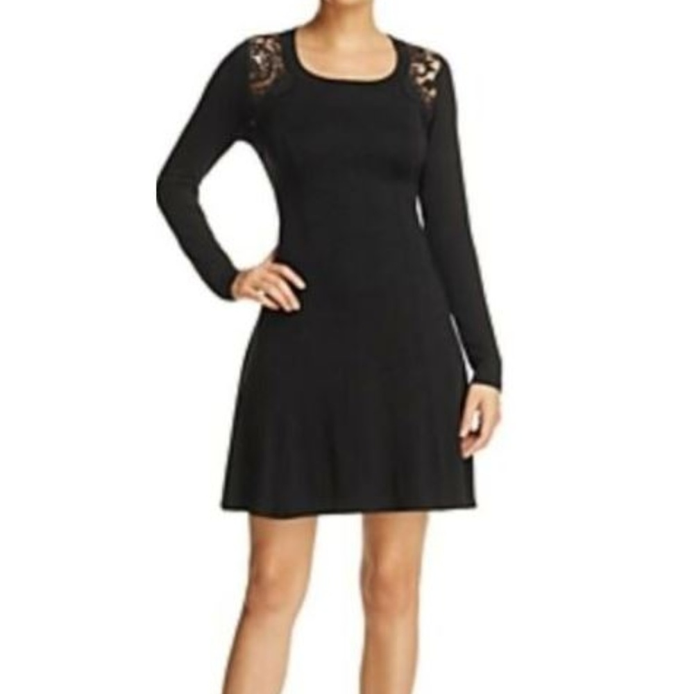 Robert Michaels Black Lace Yoke Dress SZ M New